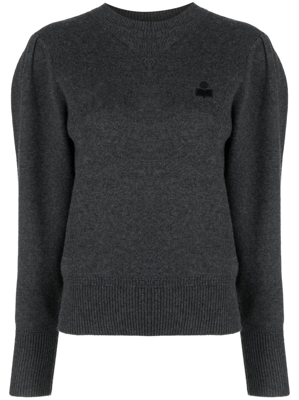 ISABEL MARANT ÉTOILE Kelaya Logo-patch Jumper Sweater In Gray Size 36 SMALL $454